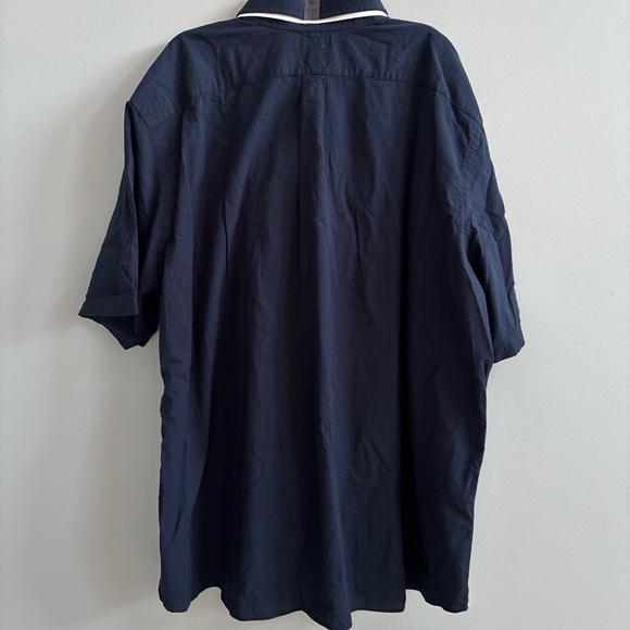NWT Ralph Lauren Men 4XLT Tall SeerSucker Shirt Navy Blue Short Sleeve Button Up - Picture 8 of 10